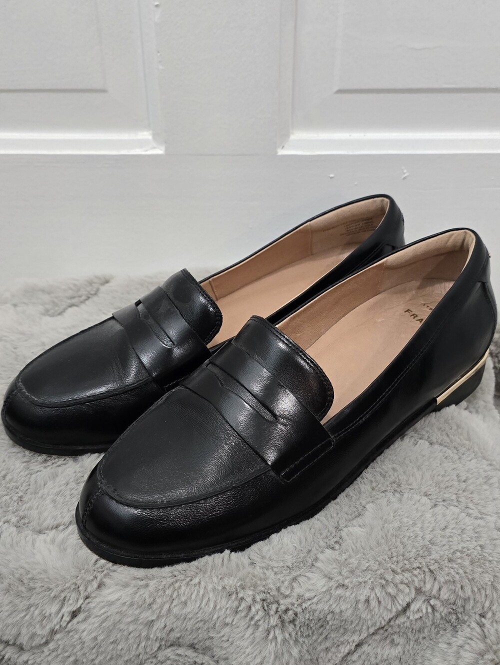 Frankie4 limited edition Gold series Black Leather Penny Loafers - Women